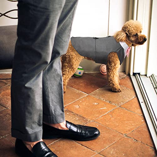 Dog Tuxedo Suit, Dog Clothes Coton Wedding Party Costume Puppy Formal Outfit Festival Shirt Coat Apparel with Detachable Bow Tie Bandana
