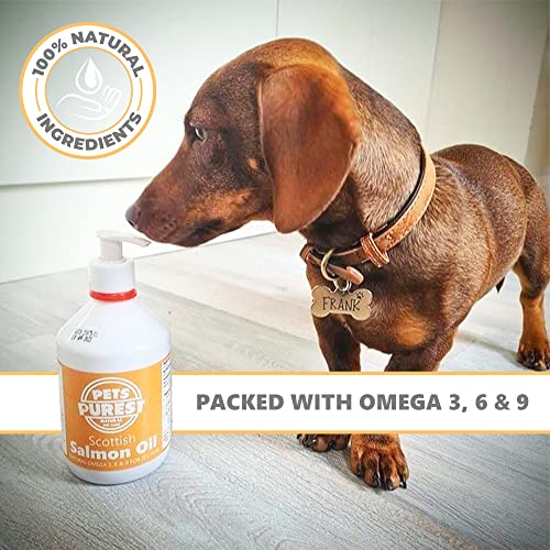 Pets Purest Scottish Salmon Oil For Dogs, Cats, Horse, Ferret & Pet - Pure Omega 3, 6 & 9 Fish Oil Food Treats Supplement for Natural Coat, Immune Support, Itchy Skin, Joint & Brain Health