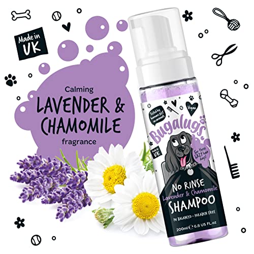 Dog Shampoo by Bugalugs lavender & chamomile 4 in 1 dog grooming shampoo products for smelly dogs with fragrance, best puppy shampoo, professional groom Vegan pet shampoo & conditioner
