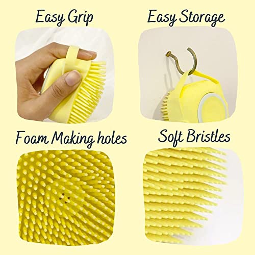 Dog Cat Bath Brush Soft Silicone Dog Rubber Bathing Brush Pet Grooming Shampoo Dispenser Brushes Puppy Cats Shower Hair Fur Grooming Cleaning Scrubber for Short Haired Dogs Cats Shower