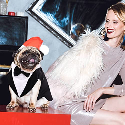 Dog Tuxedo Suit, Dog Clothes Coton Wedding Party Costume Puppy Formal Outfit Festival Shirt Coat Apparel with Detachable Bow Tie Bandana
