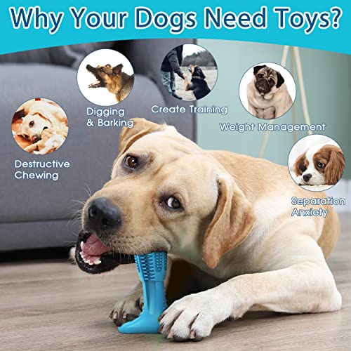 RUCACIO Dog Chew Toys, Tough Durable Dog Toothbrush Toys, Outdoor Interactive Dog Toys Dogs Dental Care Teeth Cleaning Toy, Puppy Dog Birthday Gifts