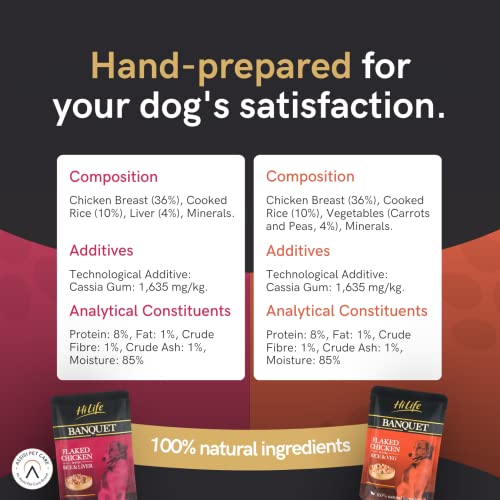 HiLife Banquet - Wet Dog Food - Flaked Chicken Breast, Rice, Liver, Veg - 100% Natural Ingredients