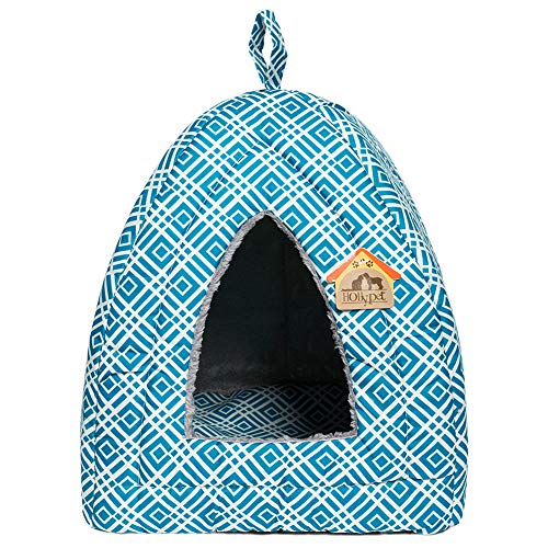 Hollypet Cat Bed Kitten Bed Self-Warming 2-in-1 Foldable Comfortable Igloo Triangle Pet Tent House