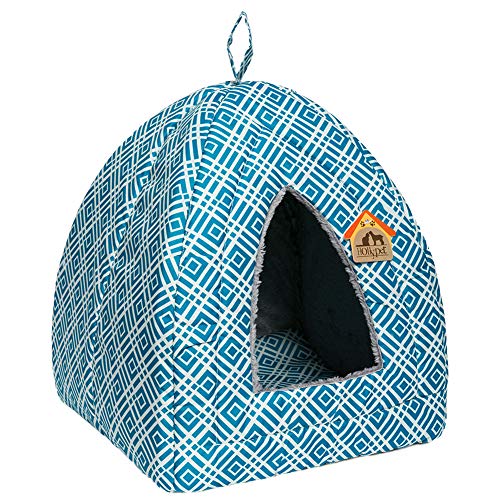 Hollypet Cat Bed Kitten Bed Self-Warming 2-in-1 Foldable Comfortable Igloo Triangle Pet Tent House