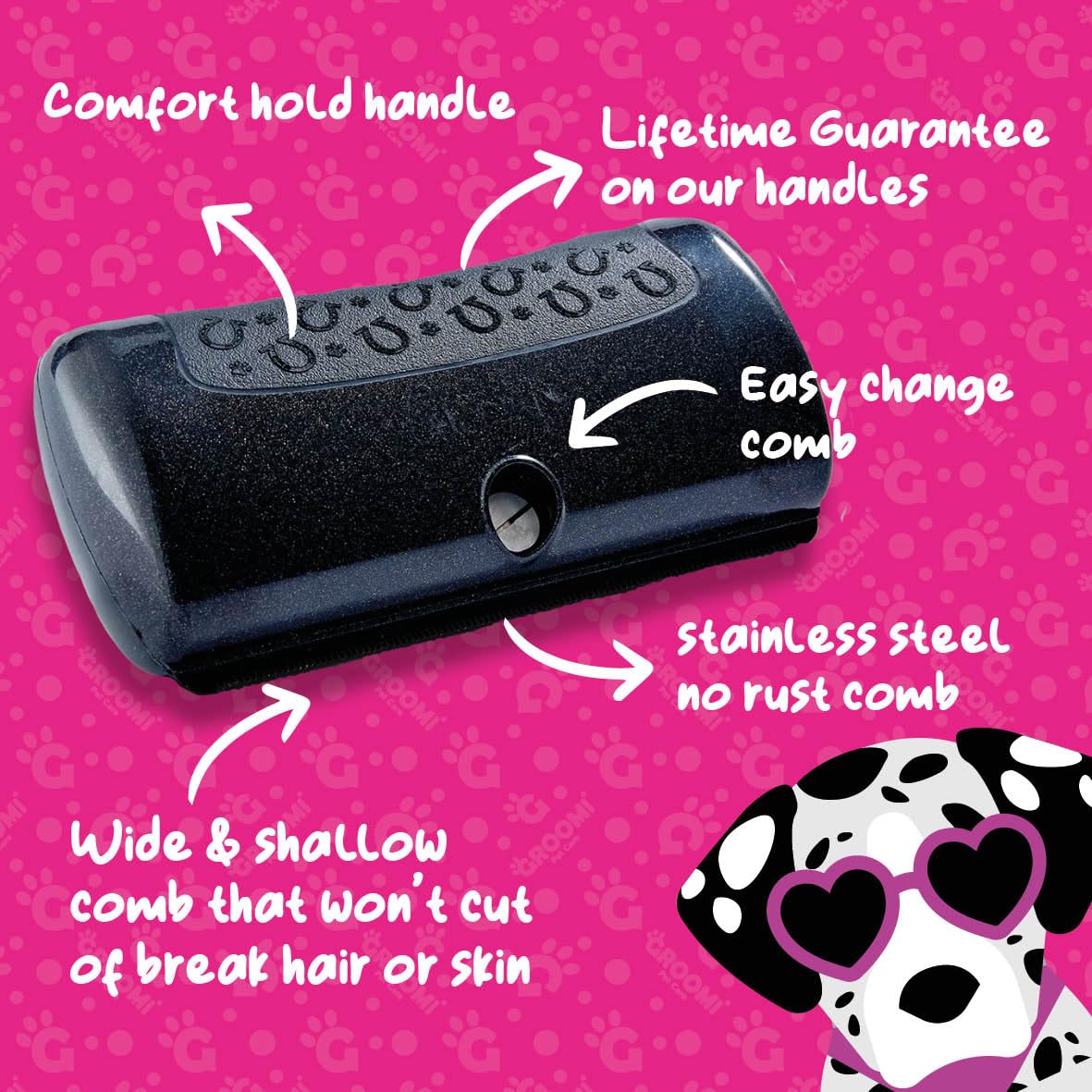 Groomi Tool for Animal - Deshedding and Undercoat Brush - Smooth Groomer for Cats, Dogs and Horses - Pet Dematting Comb - Combs for Grooming Animal