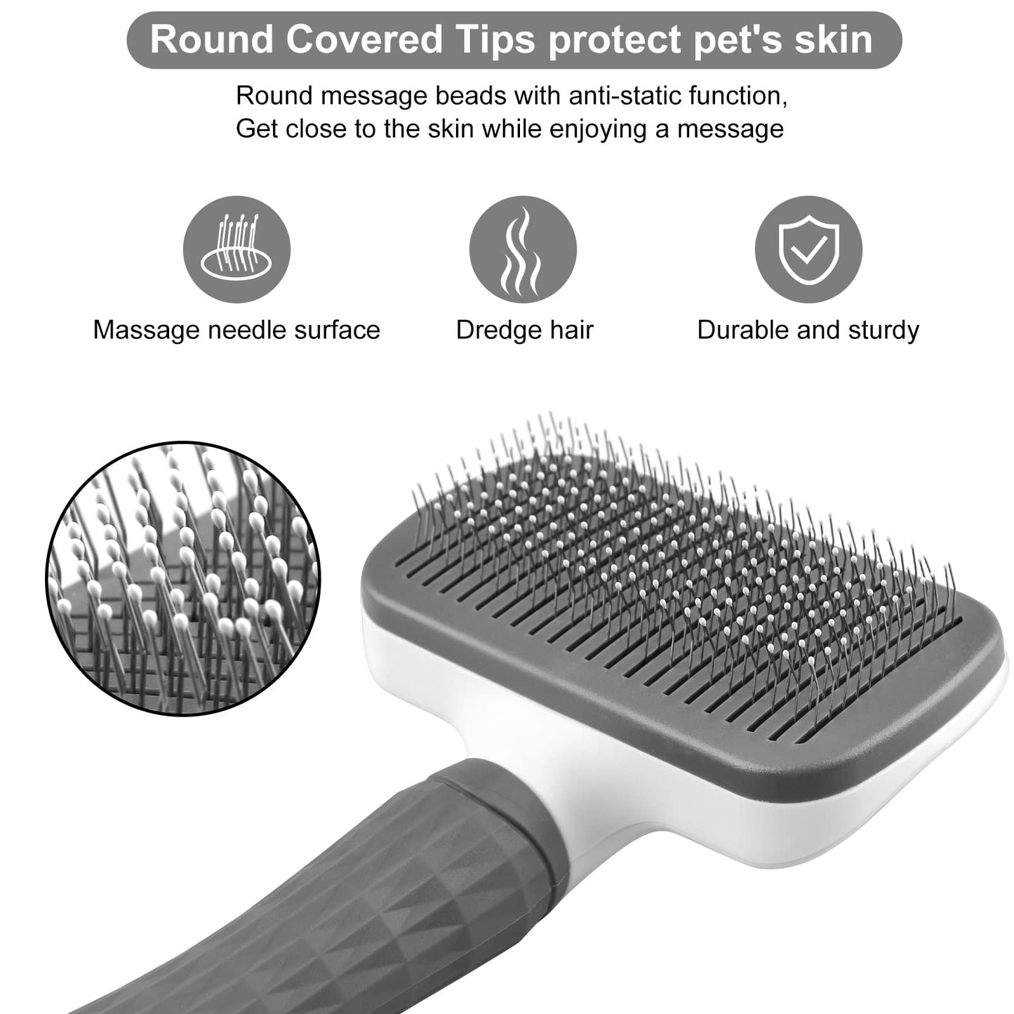 Dog Brush Cat Brush Grooming Comb,Self Cleaning Cat Dog Slicker Brushes with Smooth handle,Pet Grooming Tool with Cleaning Button for Cat Dog Shedding Brush Cat Dog Massage Clean Tangled Brush