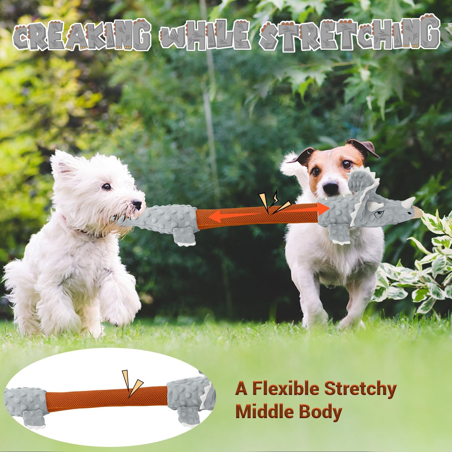 ROSAUI Dog Toys, 2PCS Plush Squeaky Cockatoo Dog Toy - Interactive and Dental Cleaning Pet Chew Toy for All Breed Sizes Dog