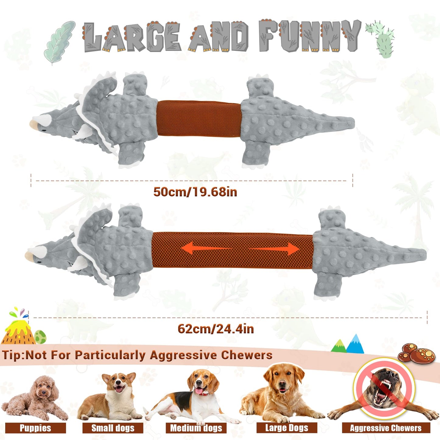 ROSAUI Dog Toys, 2PCS Plush Squeaky Cockatoo Dog Toy - Interactive and Dental Cleaning Pet Chew Toy for All Breed Sizes Dog