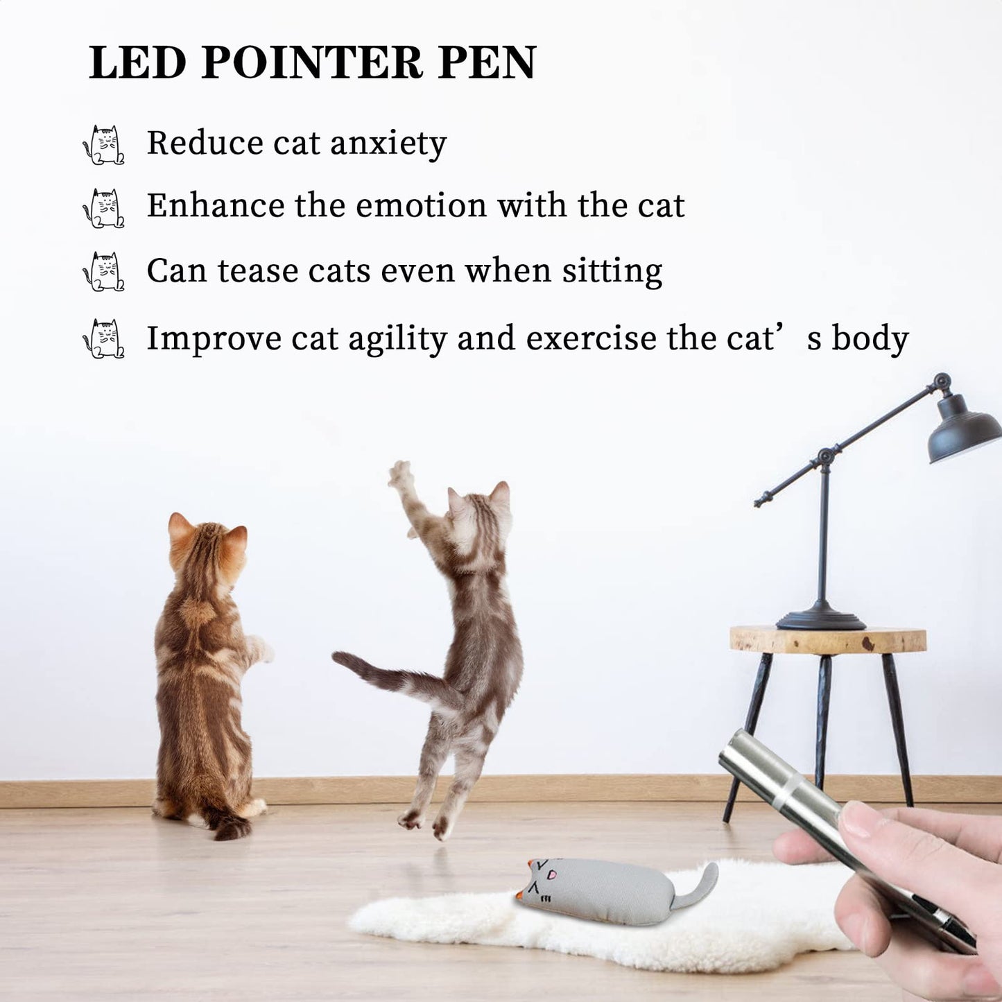 MOSNOW Cat Chase Toys,1 Pack 2 in 1 LED Pointer Cat Toys&1 Pack Cat Catnip Toys, Funny Cat Toys, Pet Interactive Toys for Pet Indoor Exercise Training Tool
