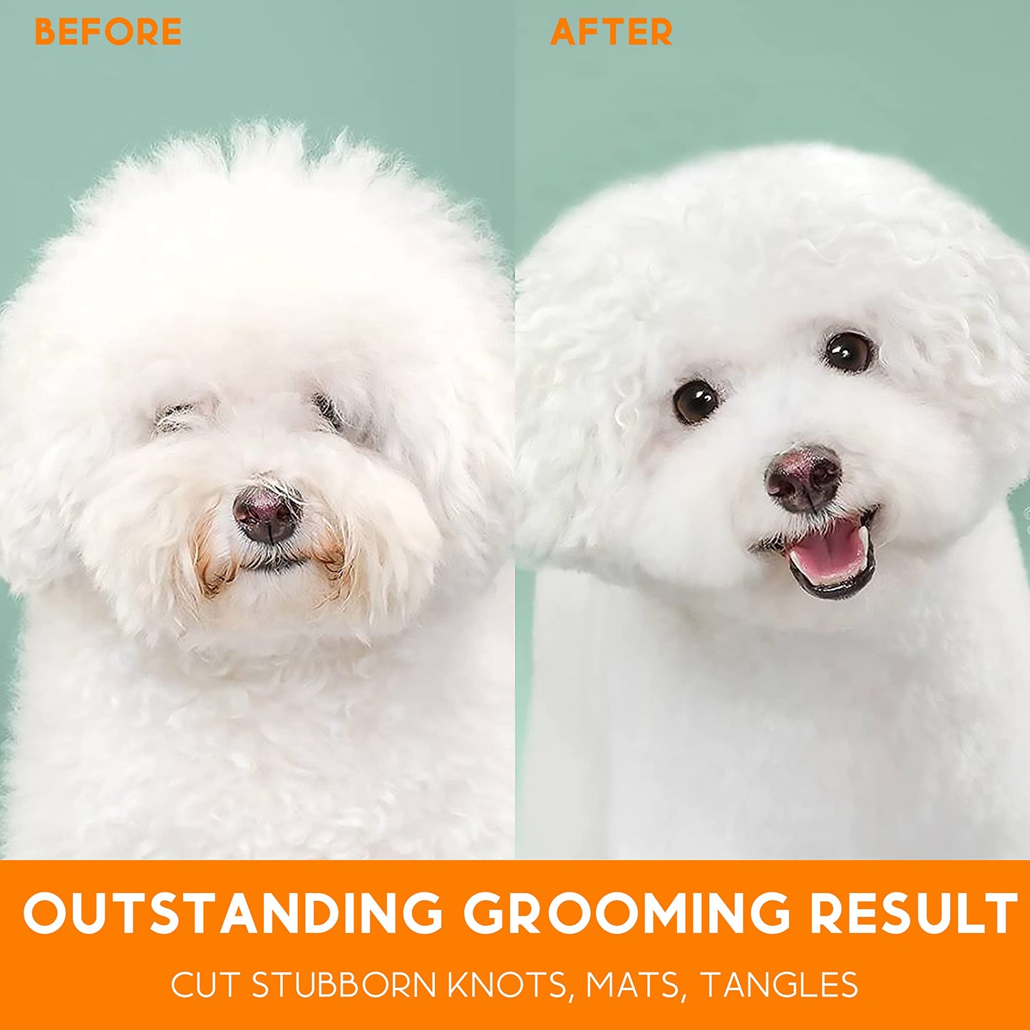 Candure Dematting Comb for Dog and Cat, Pet Grooming Rake and Brushes for Small, Medium & Large Dogs 17+9 Double Sided Deshedding Tool Removes Knots and Tangled Hair