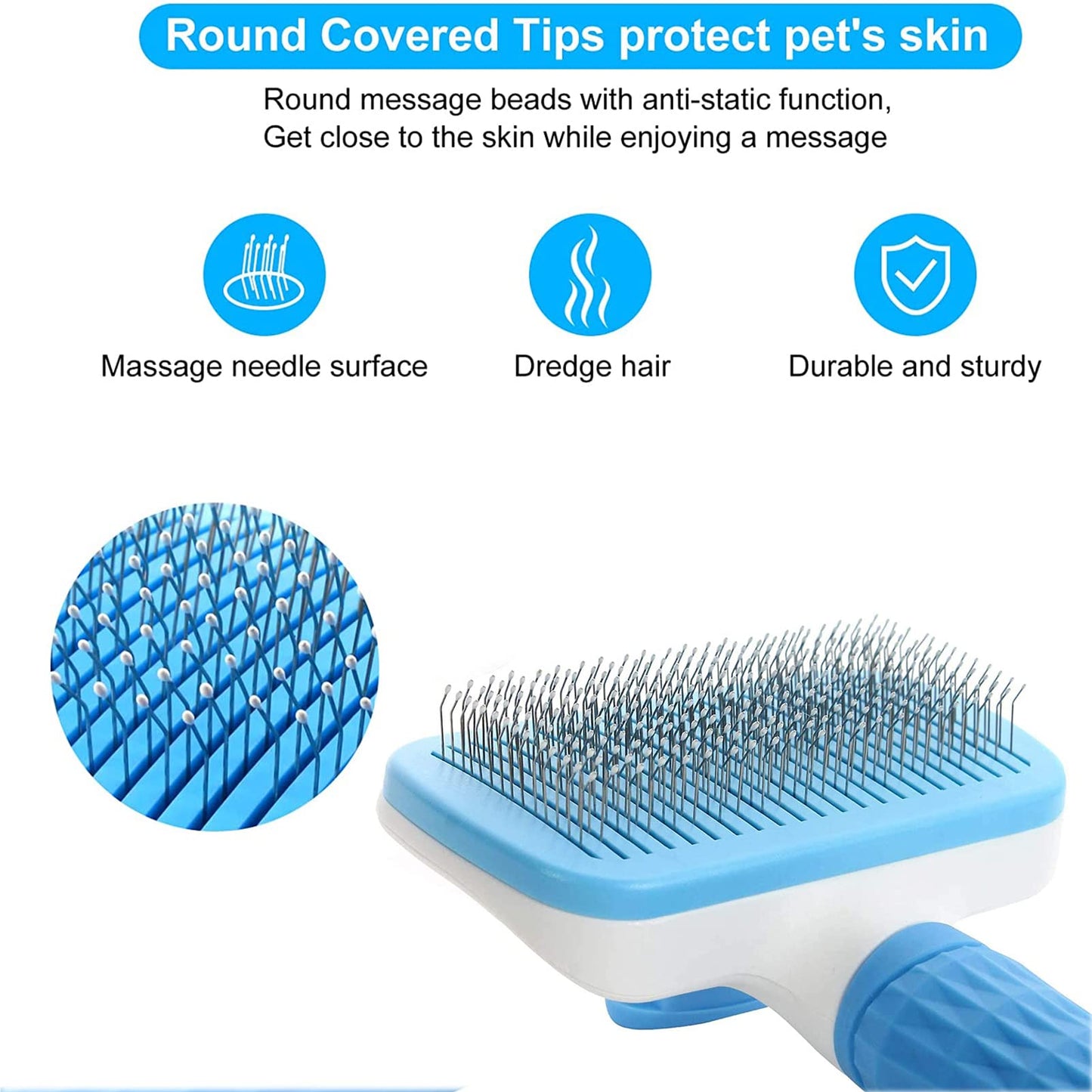 Dog Brush Cat Brush Grooming Comb,Self Cleaning Cat Dog Slicker Brushes with Smooth handle,Pet Grooming Tool with Cleaning Button for Cat Dog Shedding Brush Cat Dog Massage Clean Tangled Brush