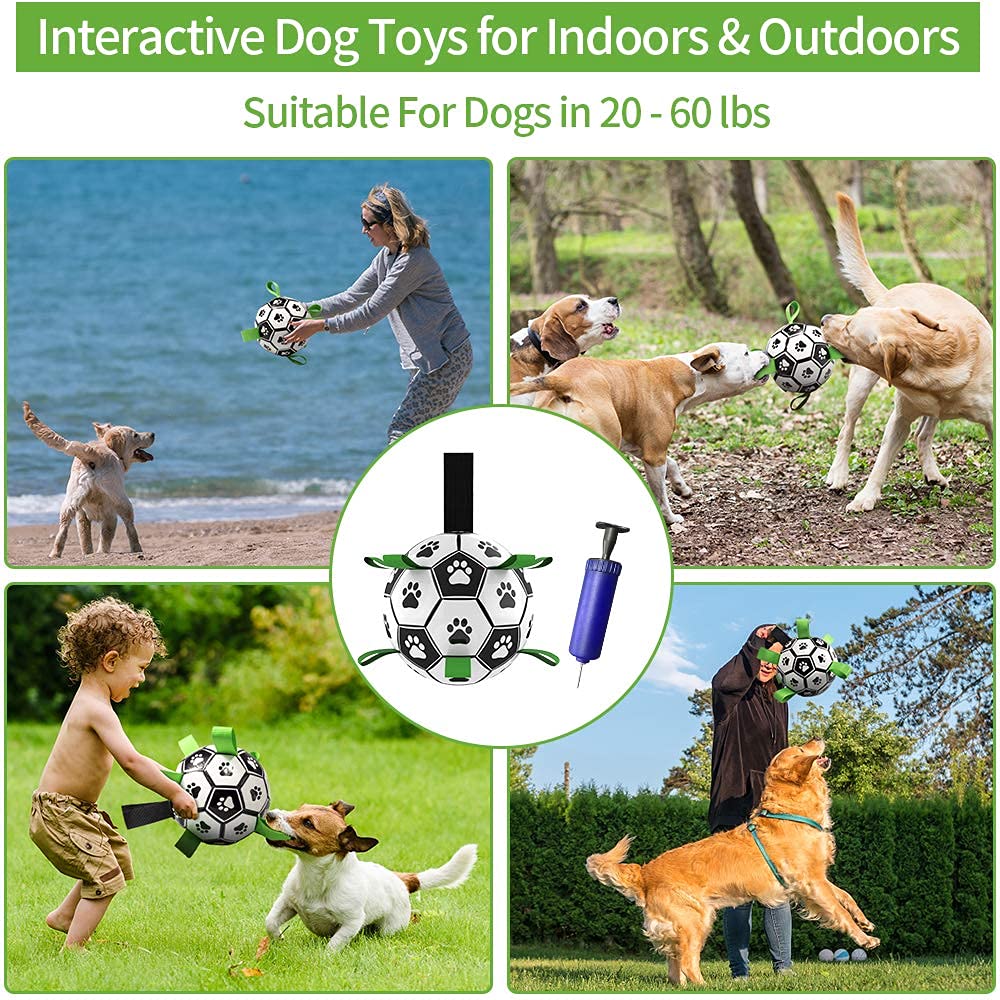 HETOO Dog Toys, Interactive Dog Football Toys with Grab Tabs, Durable Dog Balls for Small Medium Breed Dog Water Toy Indoor & Outdoor, Gift for Dogs