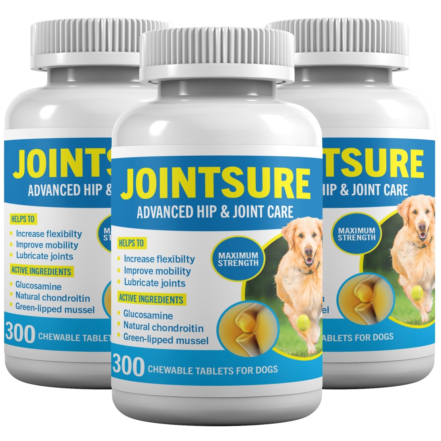 JOINTSURE Joint Support Supplements for Dogs ā 300 Tabs, Aids Stiff Joints, Supports Joint Structure & Maintains Mobility in Adult/Senior Dogs | Advanced Formula Helps Arthritis Relief