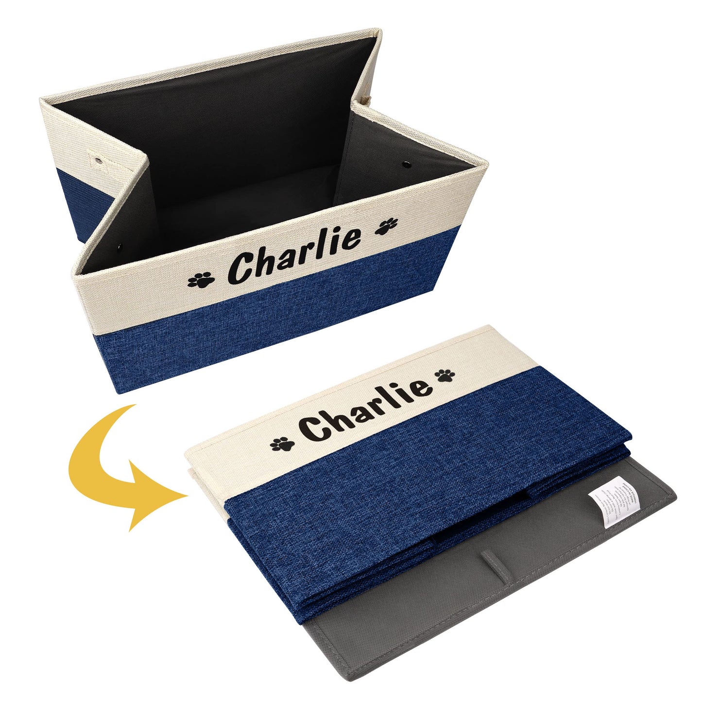 PET ARTIST Personalized Dog Toy Bin for Dog Toys Accessories - Foldable Dog Toy Basket Storage Box for Pet Toys,Dog Coat
