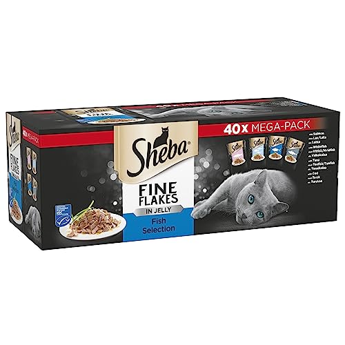 Sheba Fine Flakes Poultry Collection in Jelly 40 Pouches, Adult Wet Cat Food