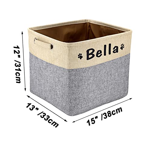 PET ARTIST Personalized Dog Toy Bin for Dog Toys Accessories - Foldable Dog Toy Basket Storage Box for Pet Toys,Dog Coat