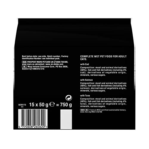 Sheba Fine Flakes Poultry Collection in Jelly 40 Pouches, Adult Wet Cat Food