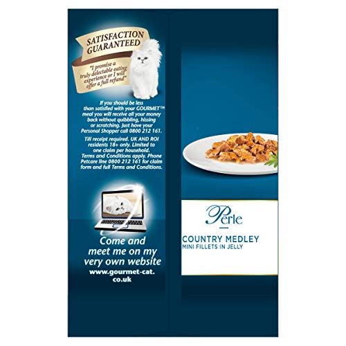 Gourmet Wet Cat Food Pouches in Gravy - Perle Chef's Collection 40 x 85g - Mix of Fish, Lamb, Duck, Turkey, Pet Food - Wet - Bulk Food, Cat Wet Food suitable for Adult and Senior Cats