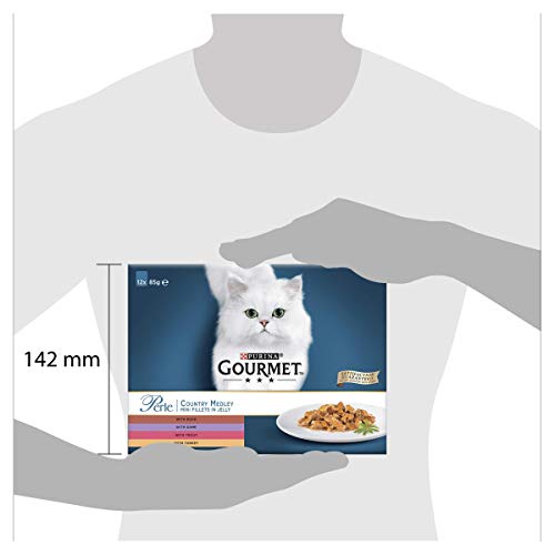 Gourmet Wet Cat Food Pouches in Gravy - Perle Chef's Collection 40 x 85g - Mix of Fish, Lamb, Duck, Turkey, Pet Food - Wet - Bulk Food, Cat Wet Food suitable for Adult and Senior Cats