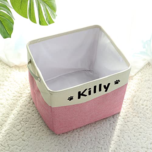 PET ARTIST Personalized Dog Toy Bin for Dog Toys Accessories - Foldable Dog Toy Basket Storage Box for Pet Toys,Dog Coat
