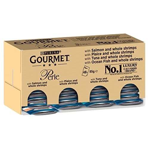 Gourmet Wet Cat Food Pouches in Gravy - Perle Chef's Collection 40 x 85g - Mix of Fish, Lamb, Duck, Turkey, Pet Food - Wet - Bulk Food, Cat Wet Food suitable for Adult and Senior Cats