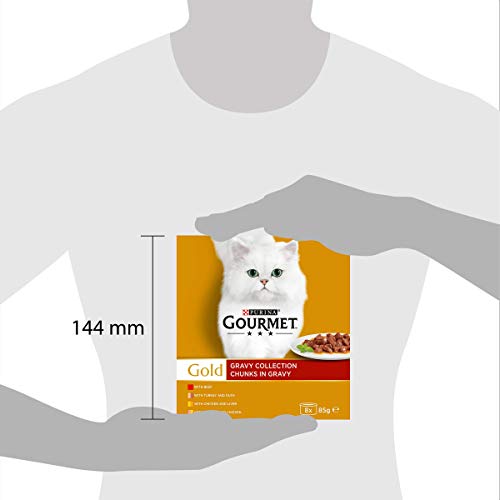 Gourmet Wet Cat Food Pouches in Gravy - Perle Chef's Collection 40 x 85g - Mix of Fish, Lamb, Duck, Turkey, Pet Food - Wet - Bulk Food, Cat Wet Food suitable for Adult and Senior Cats