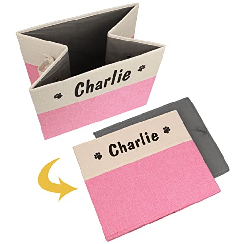 PET ARTIST Personalized Dog Toy Bin for Dog Toys Accessories - Foldable Dog Toy Basket Storage Box for Pet Toys,Dog Coat
