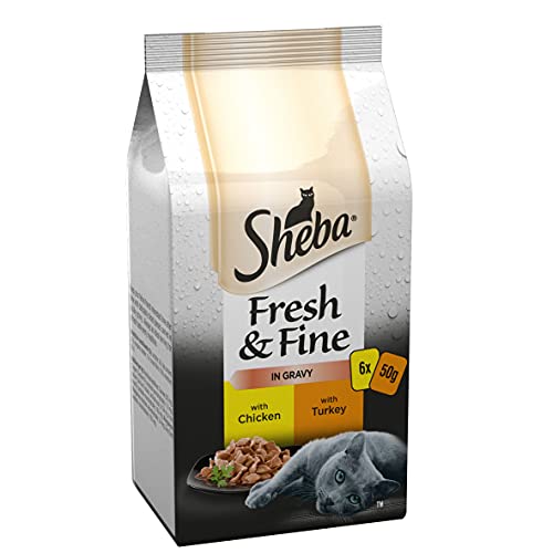 Sheba Fine Flakes Poultry Collection in Jelly 40 Pouches, Adult Wet Cat Food