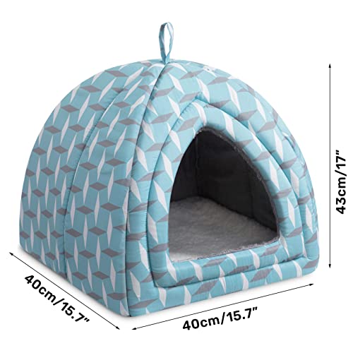 Hollypet Cat Bed Kitten Bed Self-Warming 2-in-1 Foldable Comfortable Igloo Triangle Pet Tent House