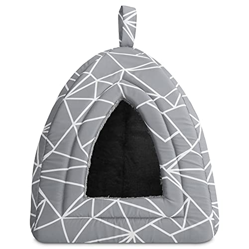 Hollypet Cat Bed Kitten Bed Self-Warming 2-in-1 Foldable Comfortable Igloo Triangle Pet Tent House