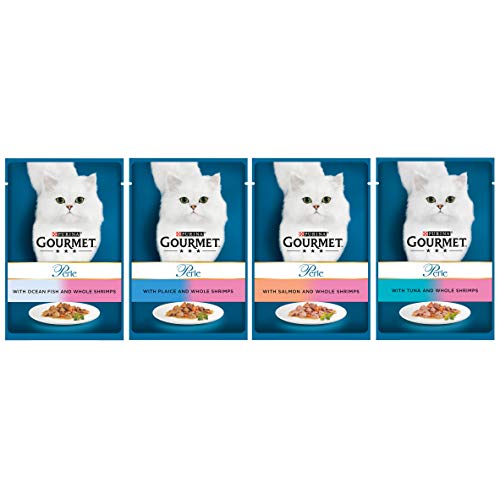 Gourmet Wet Cat Food Pouches in Gravy - Perle Chef's Collection 40 x 85g - Mix of Fish, Lamb, Duck, Turkey, Pet Food - Wet - Bulk Food, Cat Wet Food suitable for Adult and Senior Cats