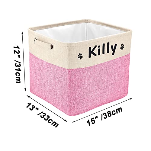 PET ARTIST Personalized Dog Toy Bin for Dog Toys Accessories - Foldable Dog Toy Basket Storage Box for Pet Toys,Dog Coat
