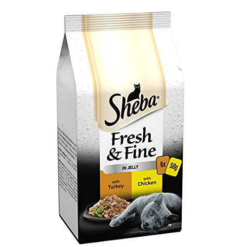 Sheba Fine Flakes Poultry Collection in Jelly 40 Pouches, Adult Wet Cat Food