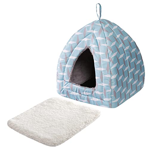 Hollypet Cat Bed Kitten Bed Self-Warming 2-in-1 Foldable Comfortable Igloo Triangle Pet Tent House