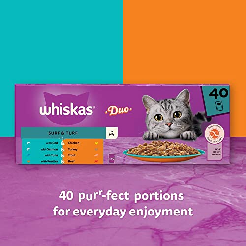 Whiskas 1+ Adult Mixed Selection in Jelly 84 Pouches, Adult Wet Cat Food, Megapack