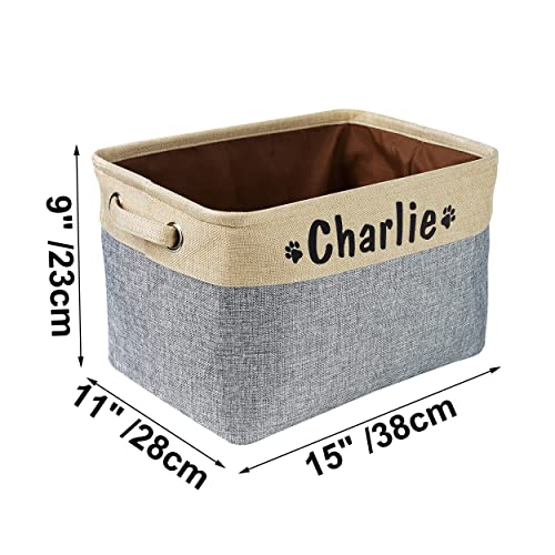 PET ARTIST Personalized Dog Toy Bin for Dog Toys Accessories - Foldable Dog Toy Basket Storage Box for Pet Toys,Dog Coat