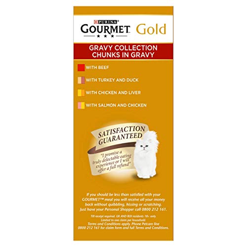 Gourmet Wet Cat Food Pouches in Gravy - Perle Chef's Collection 40 x 85g - Mix of Fish, Lamb, Duck, Turkey, Pet Food - Wet - Bulk Food, Cat Wet Food suitable for Adult and Senior Cats