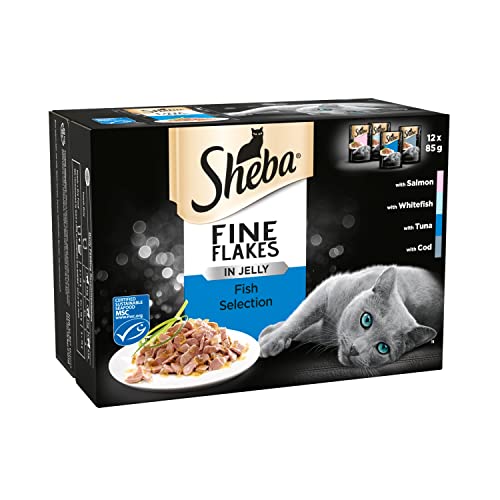 Sheba Fine Flakes Poultry Collection in Jelly 40 Pouches, Adult Wet Cat Food