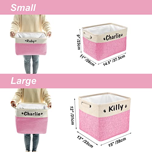 PET ARTIST Personalized Dog Toy Bin for Dog Toys Accessories - Foldable Dog Toy Basket Storage Box for Pet Toys,Dog Coat