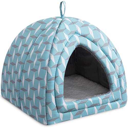 Hollypet Cat Bed Kitten Bed Self-Warming 2-in-1 Foldable Comfortable Igloo Triangle Pet Tent House