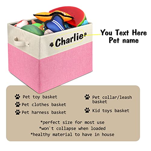 PET ARTIST Personalized Dog Toy Bin for Dog Toys Accessories - Foldable Dog Toy Basket Storage Box for Pet Toys,Dog Coat