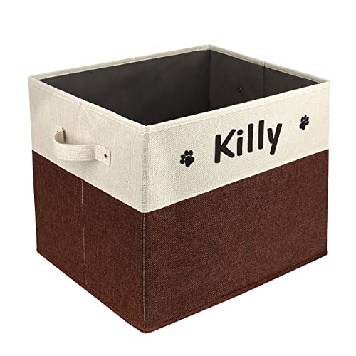 PET ARTIST Personalized Dog Toy Bin for Dog Toys Accessories - Foldable Dog Toy Basket Storage Box for Pet Toys,Dog Coat