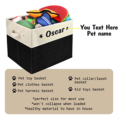 PET ARTIST Personalized Dog Toy Bin for Dog Toys Accessories - Foldable Dog Toy Basket Storage Box for Pet Toys,Dog Coat