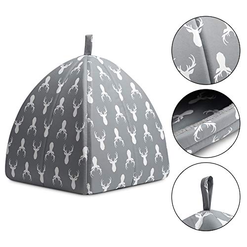 Hollypet Cat Bed Kitten Bed Self-Warming 2-in-1 Foldable Comfortable Igloo Triangle Pet Tent House