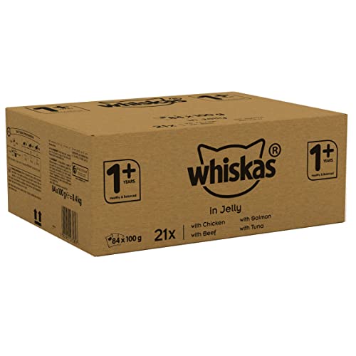 Whiskas 1+ Adult Mixed Selection in Jelly 84 Pouches, Adult Wet Cat Food, Megapack