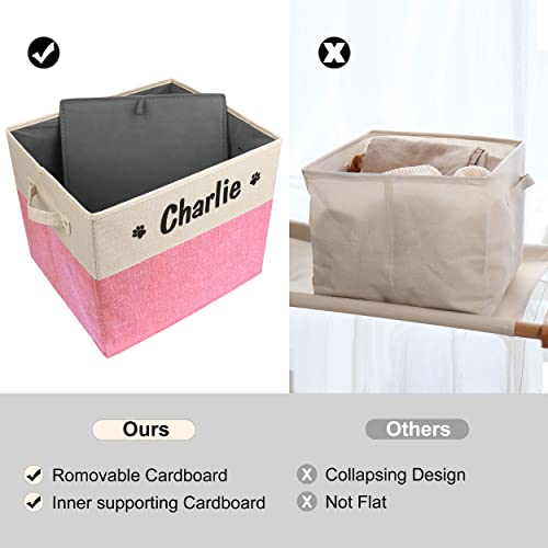 PET ARTIST Personalized Dog Toy Bin for Dog Toys Accessories - Foldable Dog Toy Basket Storage Box for Pet Toys,Dog Coat