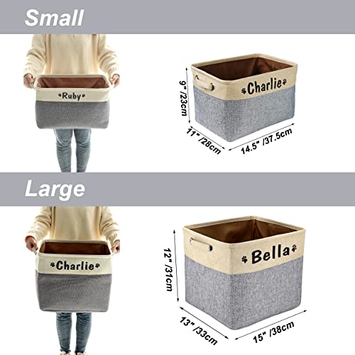 PET ARTIST Personalized Dog Toy Bin for Dog Toys Accessories - Foldable Dog Toy Basket Storage Box for Pet Toys,Dog Coat