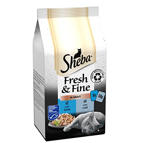 Sheba Fine Flakes Poultry Collection in Jelly 40 Pouches, Adult Wet Cat Food