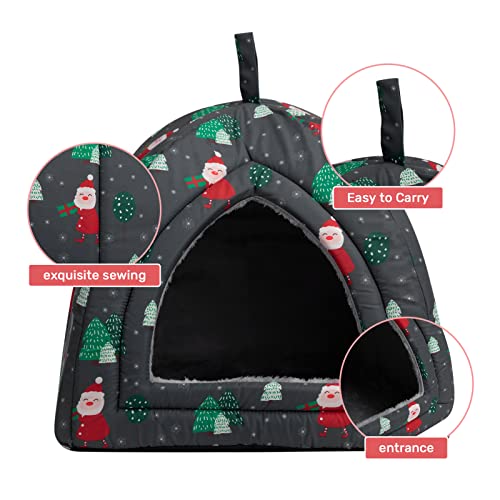 Hollypet Cat Bed Kitten Bed Self-Warming 2-in-1 Foldable Comfortable Igloo Triangle Pet Tent House